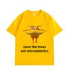 Save The Trees Eat Microplastics Funny Meme T-shirt Fashion Casual Short Sleeve T-shirts Men Women Cotton T Shirt