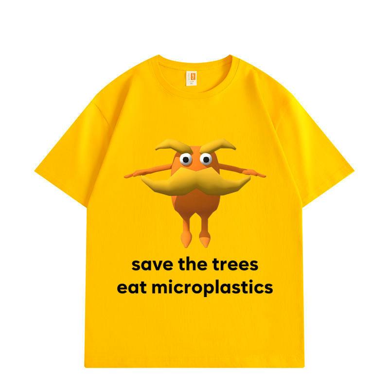 Save The Trees Eat Microplastics Funny Meme T-shirt Fashion Casual Short Sleeve T-shirts Men Women Cotton T Shirt