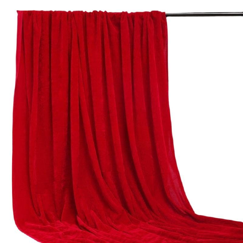 Deep Plush Red and Gold Silk Velvet Tablecloth and Curtain