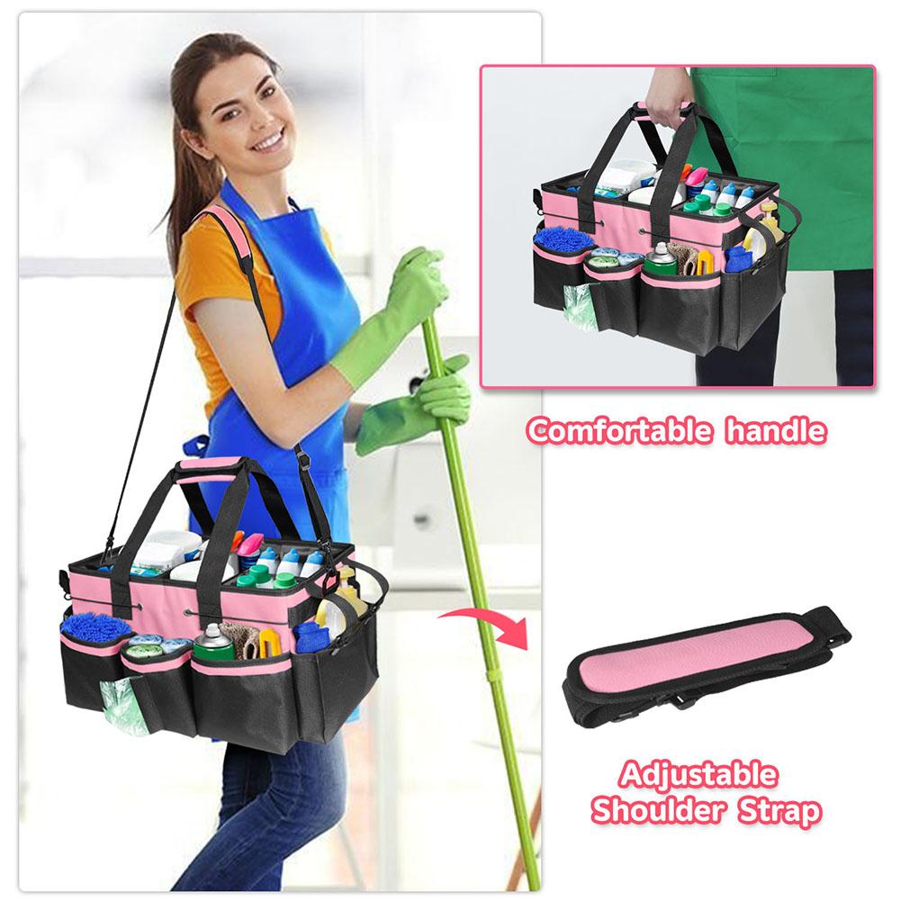 Large Capacity Cleaning Caddy Bag with Handle for Cleaning Tools Supplies Storage Bags Multi Pocket Oxford Cloth Tools Handbags