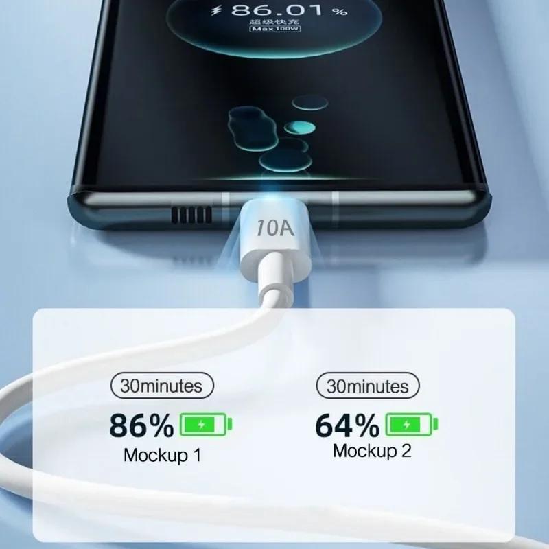 3/1 ks Kabel pro rychlé nabíjení 120W 10A USB A na Type C Rychlonabíječka Vysokorychlostní přenos dat Kabely pro Samsung Xiaomi Huawei
