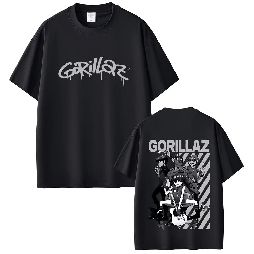 

Limited Rock Band Gorillaz Print T-shirts Men Women Hip Hop Gothic Oversized Streetwear Men s Casual Vintage Short Sleeve Tsh... S разноцветный