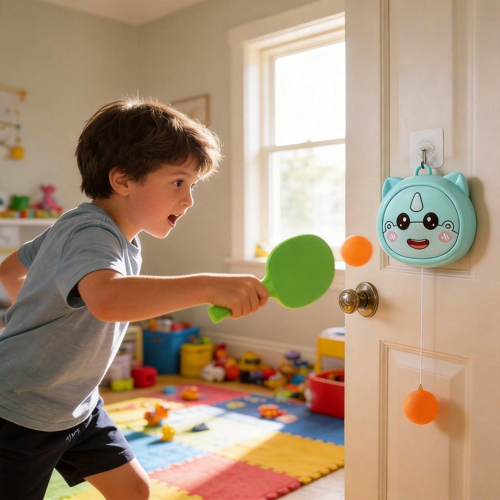 Toy Table Tennis Training Set With Hanging Adjustable Design For Kids Indoor Practice