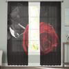 Rote Rose Blume Schwarze Moderne Vorhänge Für Wohnzimmer Transparente Tüllvorhänge Fenstersheer Für Das Schlafzimmer Zubehör Dekor