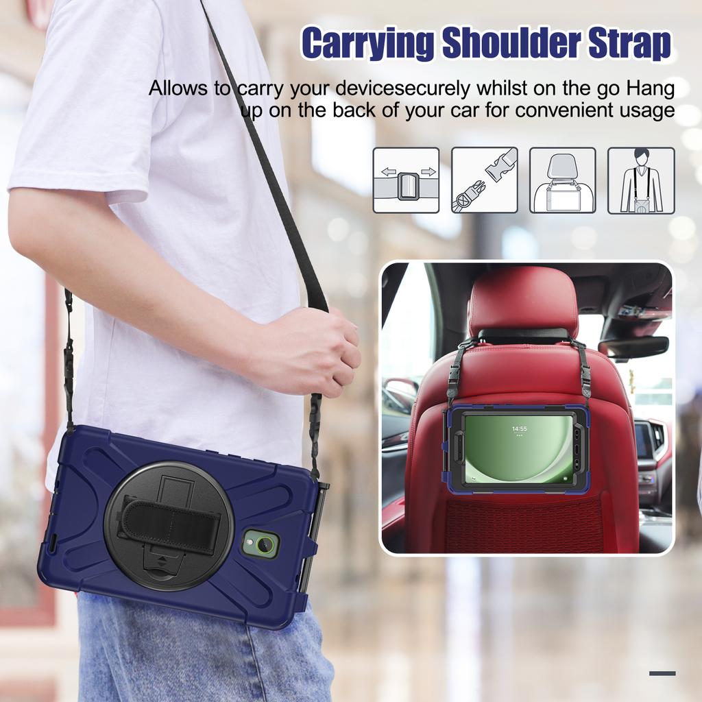 For Samsung Galaxy Tab Active 3 T570/Tab Active5 X306B Case PC+Silicone Protective Cover with Shoulder Strap