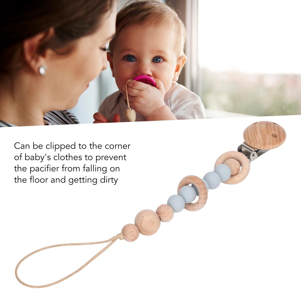 Baby Silicone Pacifier Chain Drop Proof Safe DIY Lightweight Pacifier Clip Holder for Toddlers Grayish Blue