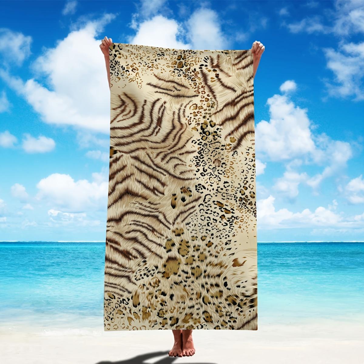 

Tiger Print Beach Towel Leopard Print Bath Towel Jungle Vibes Tropical Art Animal Beach Exotic Style Bold Design Summer Fun W40*H60(CM)
