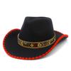 Niche Design Hemming Top Hat Can Be Worn In All Seasons Tibetan Ethnic Style Dancing Jazz Hat Men's and Women's Vacation Cowboy Hat
