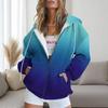 Gradient Hooded Casual Sweatshirt Jacket Women Long Sleeve Zip-Up Pullover With Digital Print