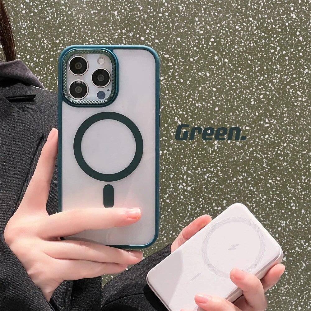 Clear Phone Case For iPhone 14 Pro Case iPhone 11 13 12 15 Pro Max Plus Shockproof Soft Bumper For Magsafe Wireless Charge Cover
