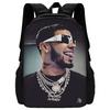 Fashion Hot Rapper Anuel AA Child School Backpack with Lunch Bags ,Pencil Bags ,School Bags for Boys Girls Best Gift