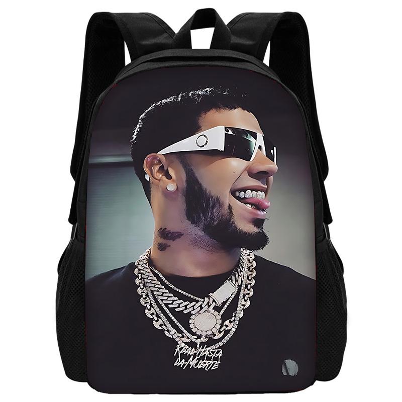 Fashion Hot Rapper Anuel AA Child School Backpack with Lunch Bags ,Pencil Bags ,School Bags for Boys Girls Best Gift