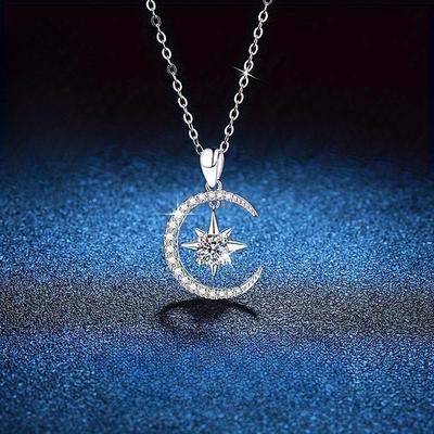 Elegant Crescent Star Pendant Necklace, Suitable for Daily Wear At Parties and Weddings, Bridesmaids' Mother's Day Birthday