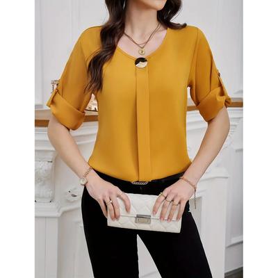 Temperament Blouse Casual Loose Woman Shirt Elegant Short Sleeve Blouse