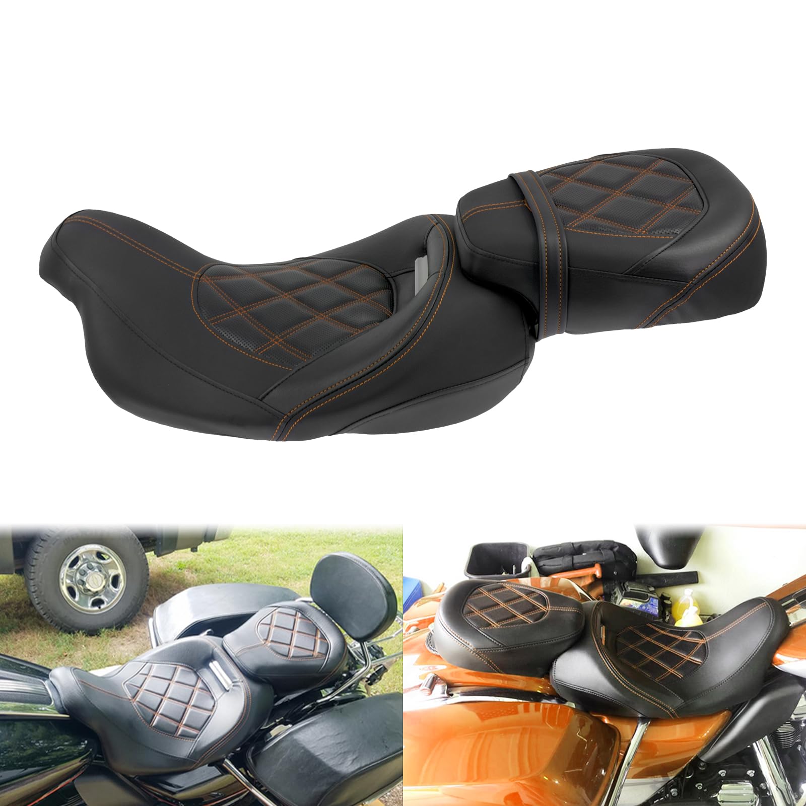 

HCmotorku Motorcycle Seat Tandem Seat Pillion Seat Double Seat Rider Passenger Seat Seat Cushion Liver Solo Seat Removable Passenger Pillion Seat for чёрный