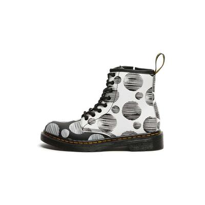 1460 Junior Full Print Polka Dot Mid-Top Casual Zip Boots Waterproof Durable Childrens Leather Boots Kids Boots Black White 27071009