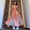 Holiday Style Plaid Splicing Lace Tube Top Dress Women's Spring and Summer New Retro French Waist Dress