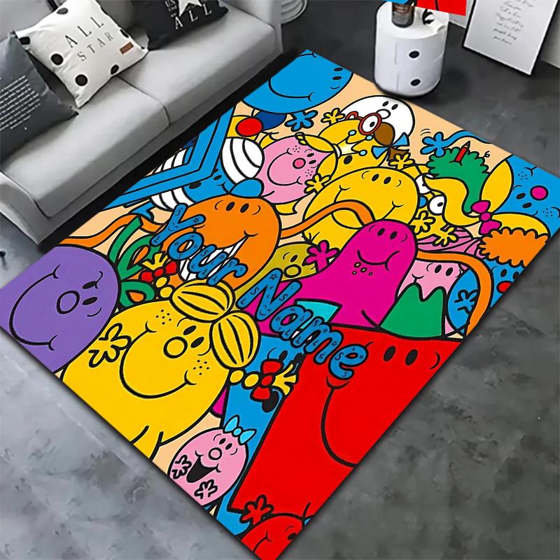 Mr Men Adventure Custom Name Carpet Rug For Living Room Bedroom Home Sofa Decoration Kids Play Nonslip Floor Mat