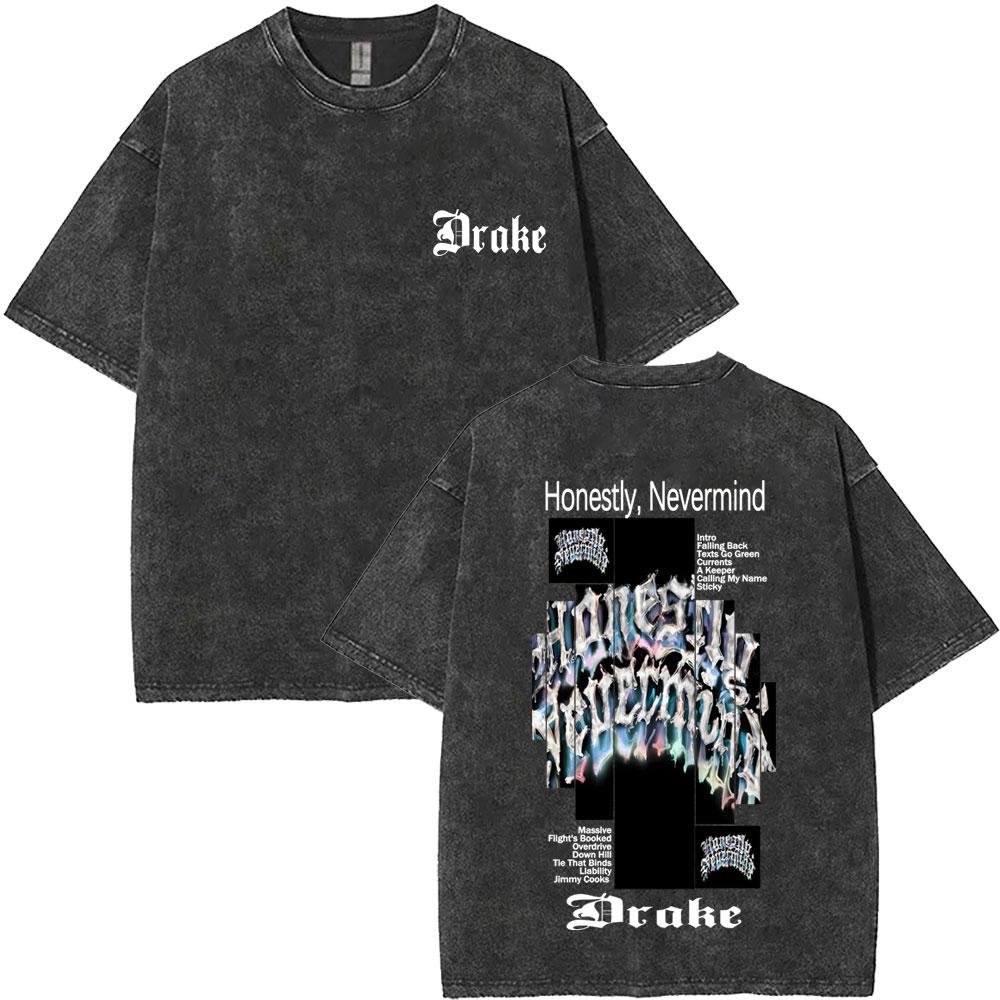 T-shirt Graphique Vintage Lavé Drake Album Cover Rapper Hommes Femmes Hip Hop Mode Pop Musique T-shirts Homme Oversize Streetwear