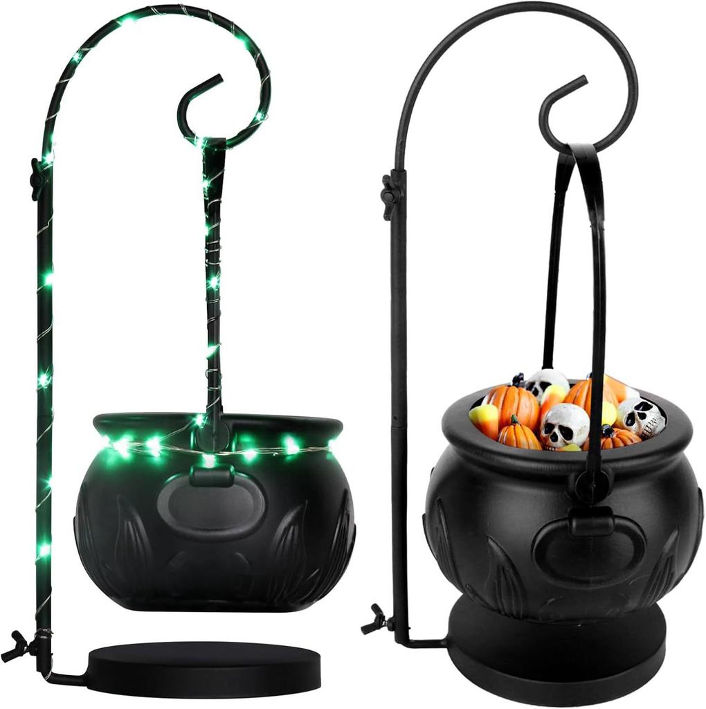 Halloween Party Decoration Witch With Light Pot Mist Plastic Bowl Decoration Candy Bucket Decoration