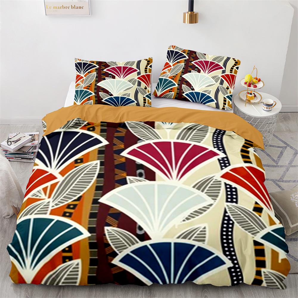 Tribal Duvet Cover Set Secret Tribe Pattern In Bohemian Style Decorative Polyester Bedding Set with Pillowcase King Queen Size