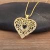 Nidin New Retro Heart Shape Hollow Design Sparkling Zircon Pendant Necklace For Women Men Vintage Jewelry Wholesale Accessories