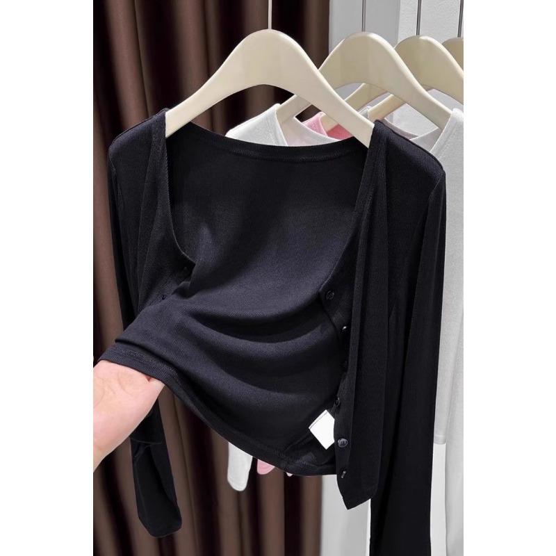 Ice silk sunscreen shawl with sweater cardigan women, 2025 new autumn thin section high-end early autumn long-sleeved knitted top