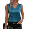 Women's Summer Silk Satin V-Neck Sleeveless Vest Shirt