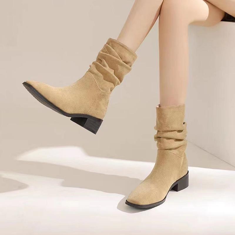 

Модные осенние женские остроносые сапоги для верховой езды на толстом каблуке, женские сапоги до середины голени в стиле ретро, повседневная обувь на каблуке для активного отдыха Zapatos De Mujer 36 хаки