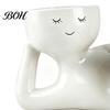 Artistic Flower Vessel Lazy Guy Planter, Little Character Flowerpot Ornament, Creative Lying Succulents Planter Humanoid Double Pot for Home