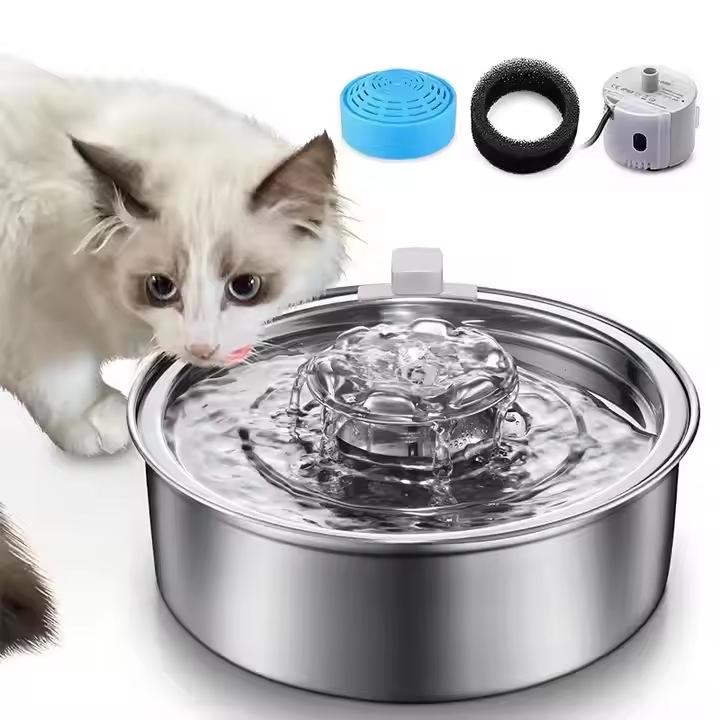 Stainless Steel Pet Drinking Fountain - Cat & Dog Water Feeder