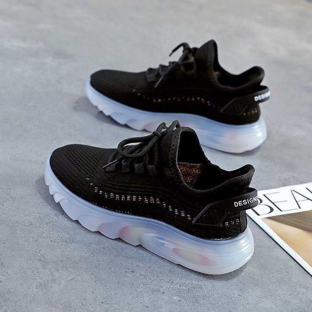 Spring new jelly sole fly-woven running shoes sneakers 35