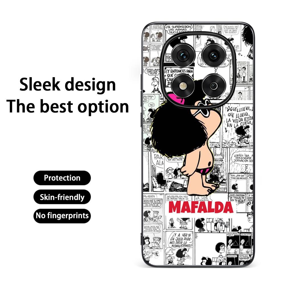 Cute Mafalda girl fashion pattern Phone Case For Redmi Note 14 13 12 11 Pro Plus S 5G 14C A3 Soft Black Phone Cover