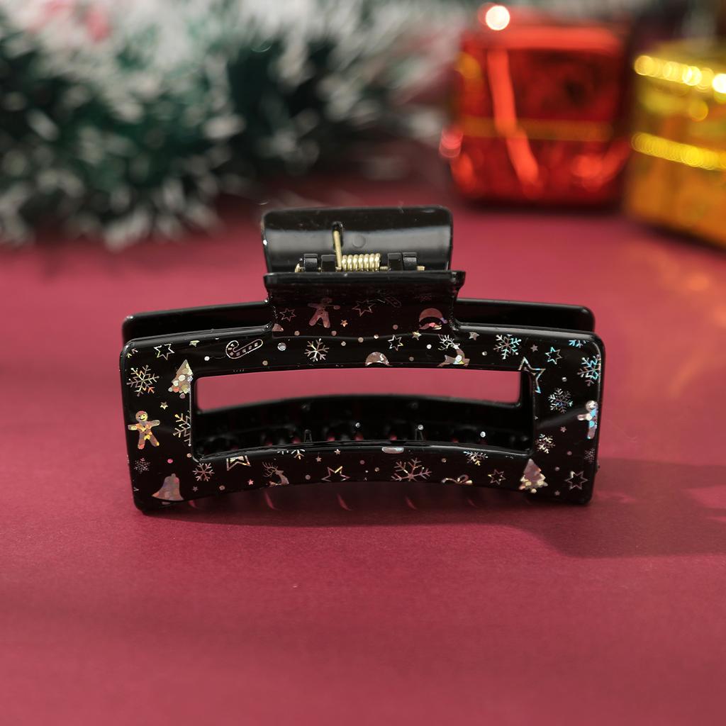 AWAYTR Christmas Pattern Hair Claws Acrylic Square Hair Clips Crab For Women Girl Gift Hair Accessories Festival Headwear