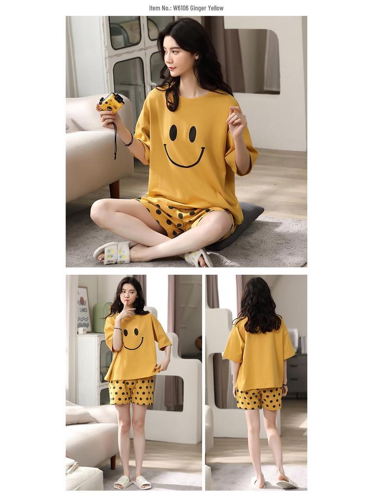 Baumwoll-Pyjama-Set im koreanischen Stil - Niedliche, lässige Kurzarm-Homewear für Studenten