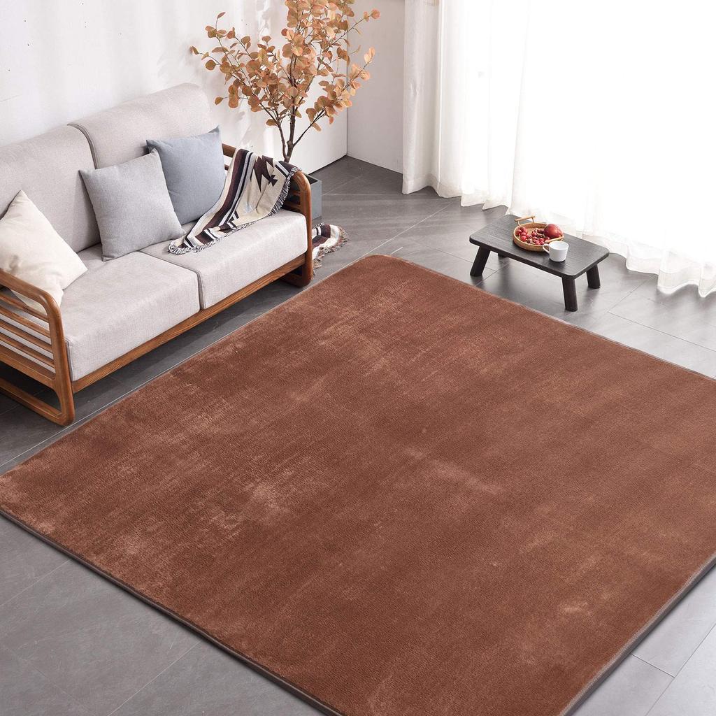 AICOMRI mat 15mm compatible with underfloor heating and heated thick and solid brown 2-tatami rug, 185x185cm, thick, low-rebound, soundproof,