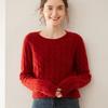 2024 Fall/Winter Women's Cashmere Loose Knit Pullover with Round Neck & Cable Design