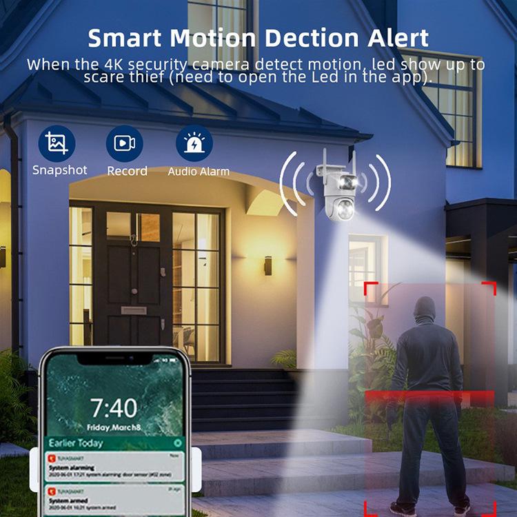Tuya Smart Waterproof Dual-Lens Camera with Night Vision & Bluetooth Pairing.