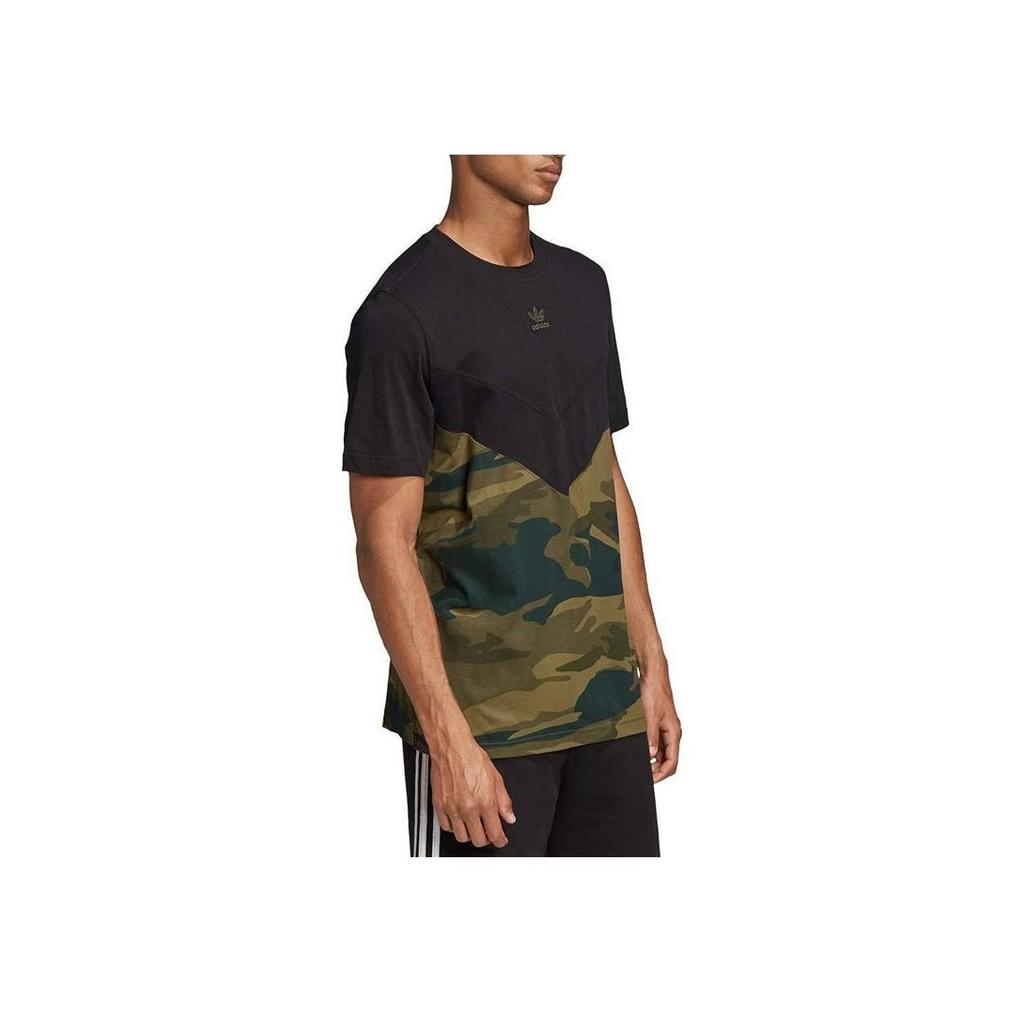 Adidas Originals Camo Block Kortermet Sports Rundhals T-skjorte Herre Topper Svart Flerfarget FM3356