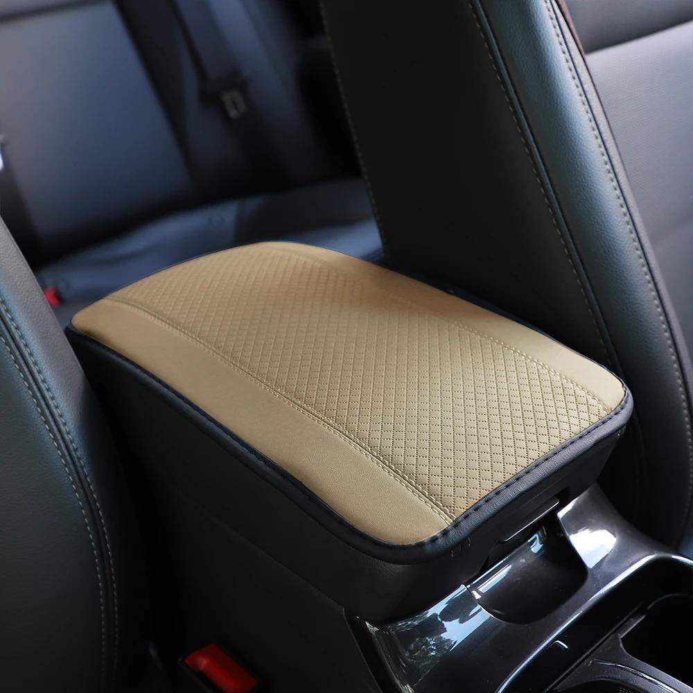 1 Almofada de Braço de Carro Impermeável Antifouling Embossada Confortável de PU Almofada de Controle Central Suprimentos Automotivos