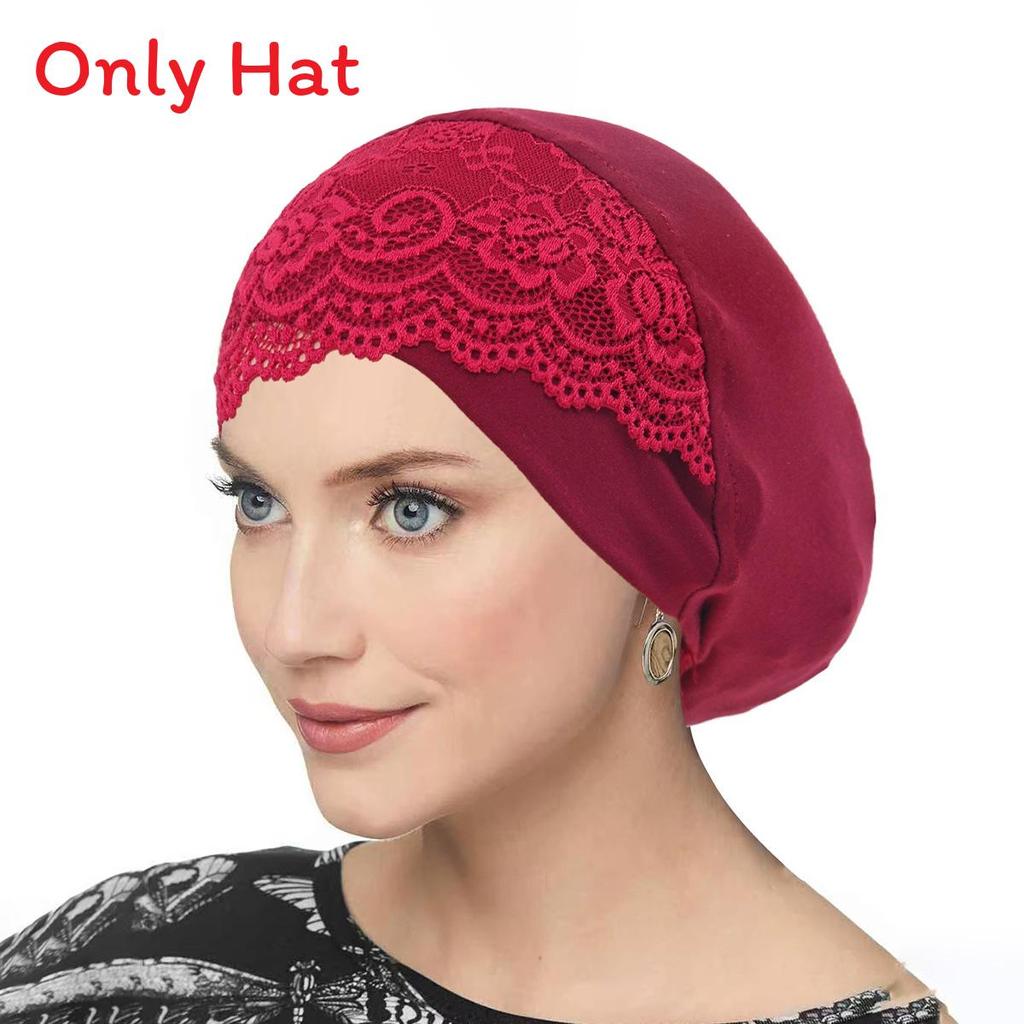 Ladies Lace Cross Headscarf Cap With Soft Lightweight Fabric For Casual Wear