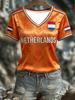 T-shirt Fan de Football Pays-Bas Manches Respirant Séchage Rapide Streetwear Décontracté Maillot de Football Tendance Assorti en Famille