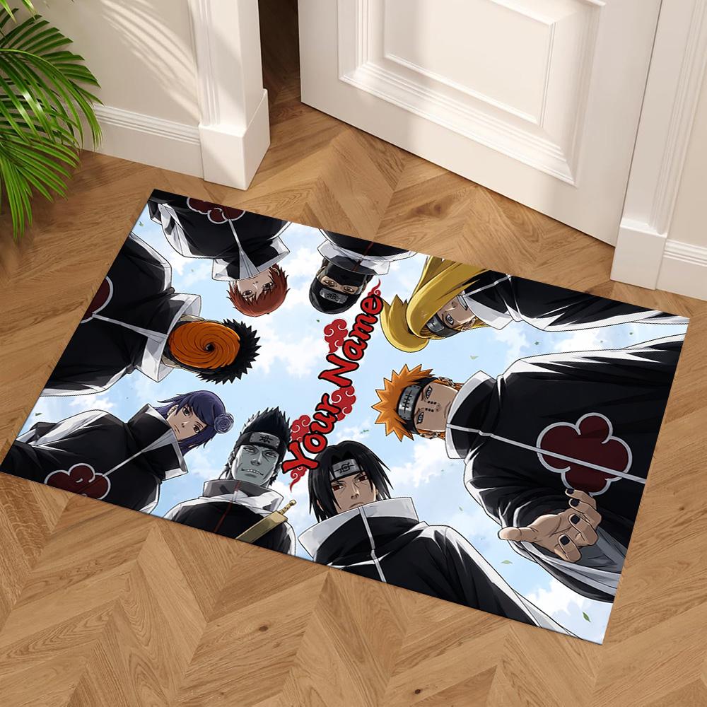 Naruto Character Customize Your Name Carpet Suitable for Playrooms Entryway Outdoor Living Rooms Antislip Carpet Anime Office Decor