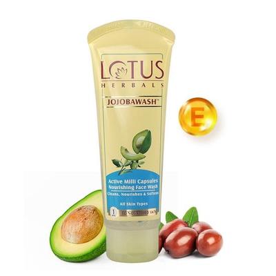 Lotus Herbals Limpiador Facial de Jojoba, Cápsulas Activas Milli, 120g