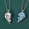 Couple's Stitch Heart Necklace - Gold & Silver Angel And Stitch Cute Style Jewelry Pendant Gift for Girls