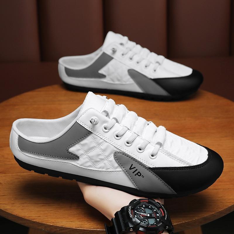 Summer Men's Shoes New Breathable Canvas Shoes Men's Versatile Casual Shoes Lazy One Pedal Half Drag Board Shoes Men
