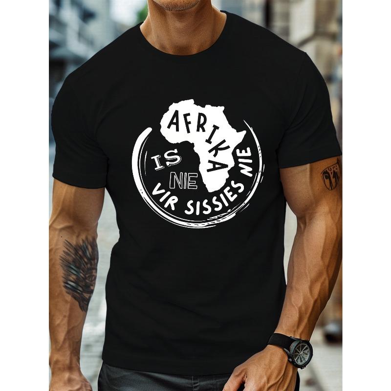 

European size Afrikaans Afrikaans Funny Afilica Men s Casual Grew Neck Short Sleeve T-Shirt for Summer, PLUS SIZE 4XL чорний