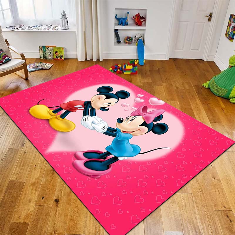 1PC Disney Minnie Mickey Mouse Print Carpet for Living Room Bedroom Kid's Room Home Decor Non-slip Mat Area Rug Luxury Gift