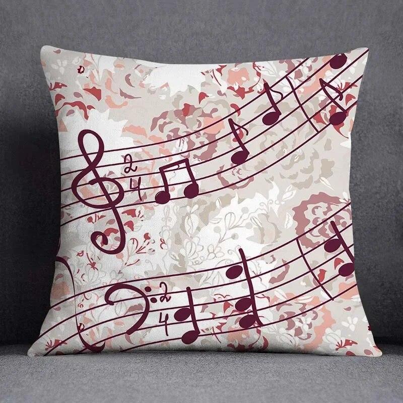 Musical Note Guitar Series Pattern Home Decoration Pillow Case Square Office Cushion Cover
