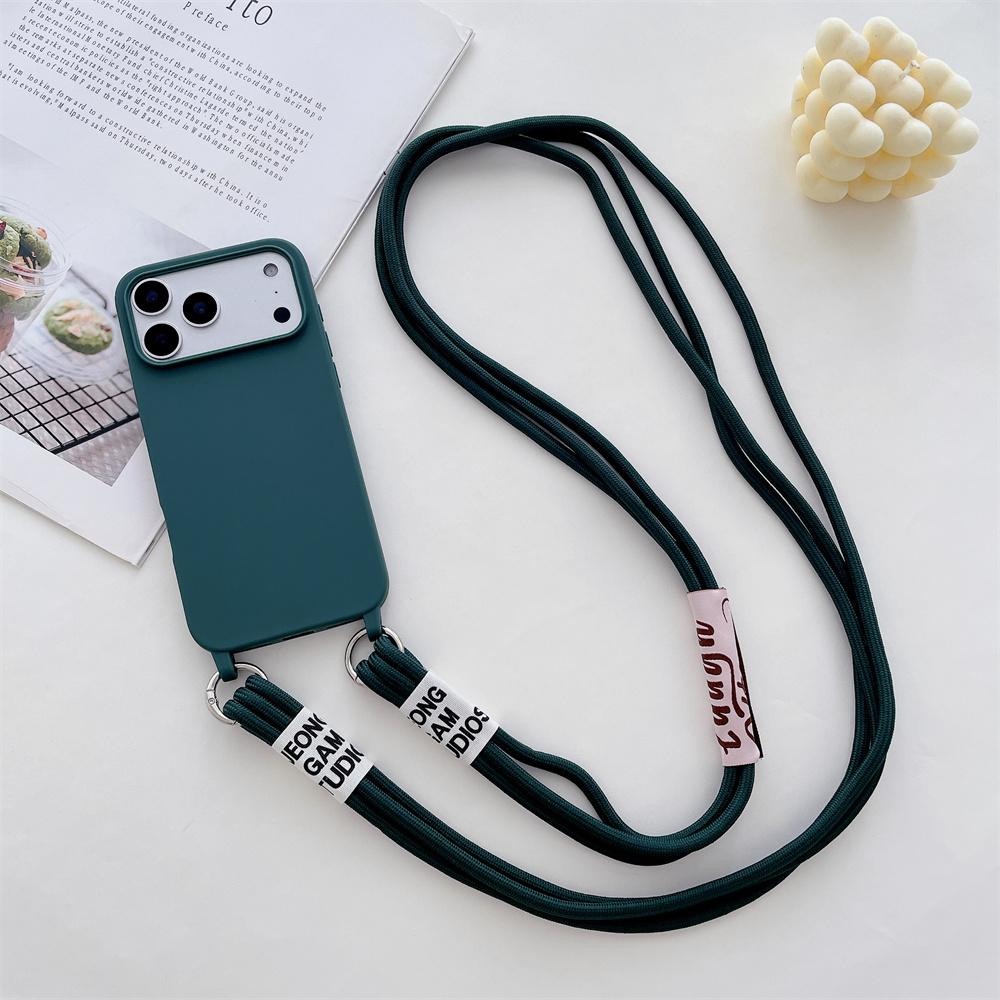 Phone Case for IPhone 17 Air 16E 15 14 Plus 13 12 11 Pro 17 Pro Max Crossbody Necklace Strap Lanyard Candy Color Silicone Cover